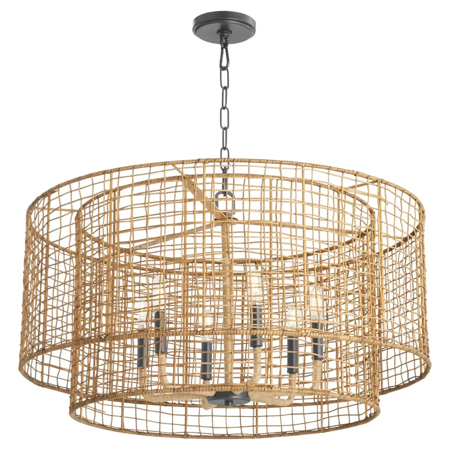 Abaca 6-Light Pendant in Matte Black - Image 2