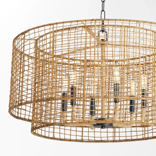 Abaca 6-Light Pendant in Matte Black - Image 3
