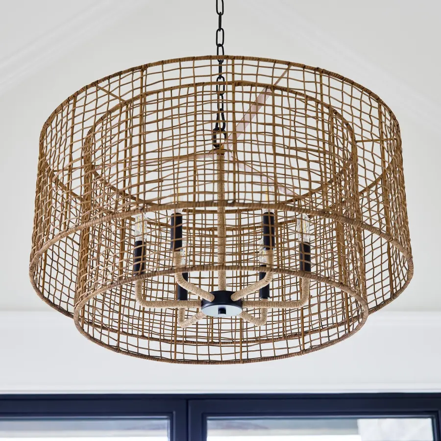 Abaca 6-Light Pendant in Matte Black - Image 5