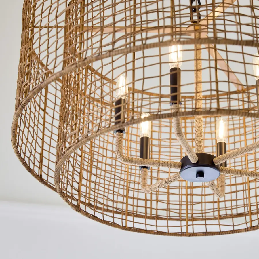 Abaca 6-Light Pendant in Matte Black - Image 9