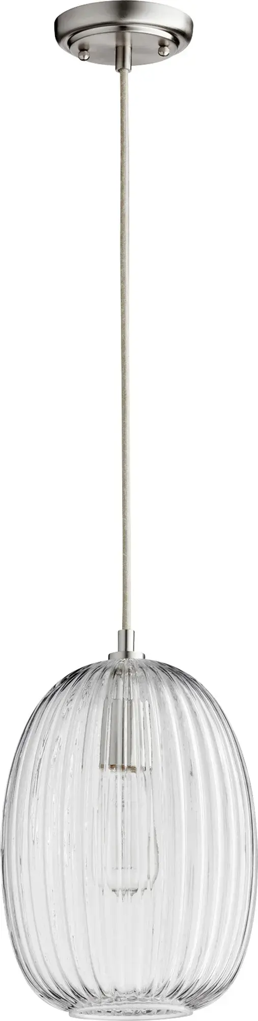 8.5" Clear Glass Pendant in Satin Nickel - Image 1
