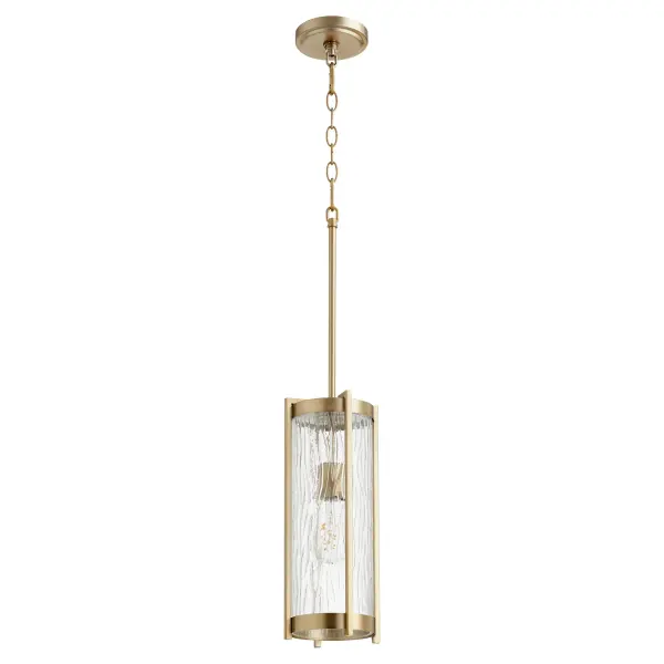 Chiseled Glass Aged Brass Pendant