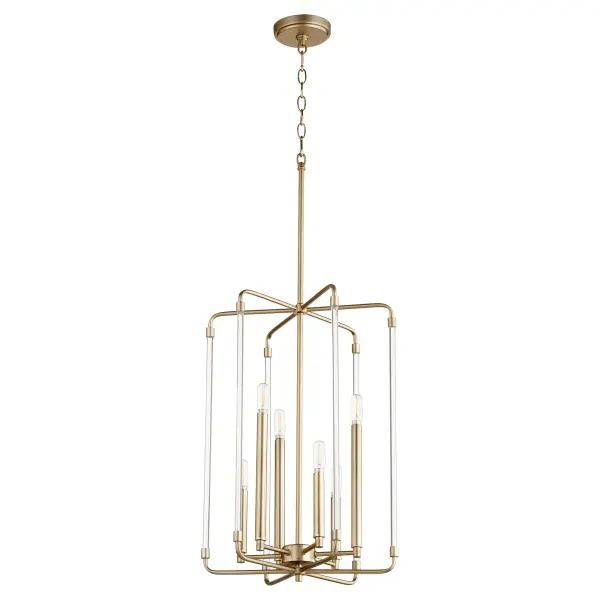 Optic 6-Light Aged Brass Pendant - Image 1