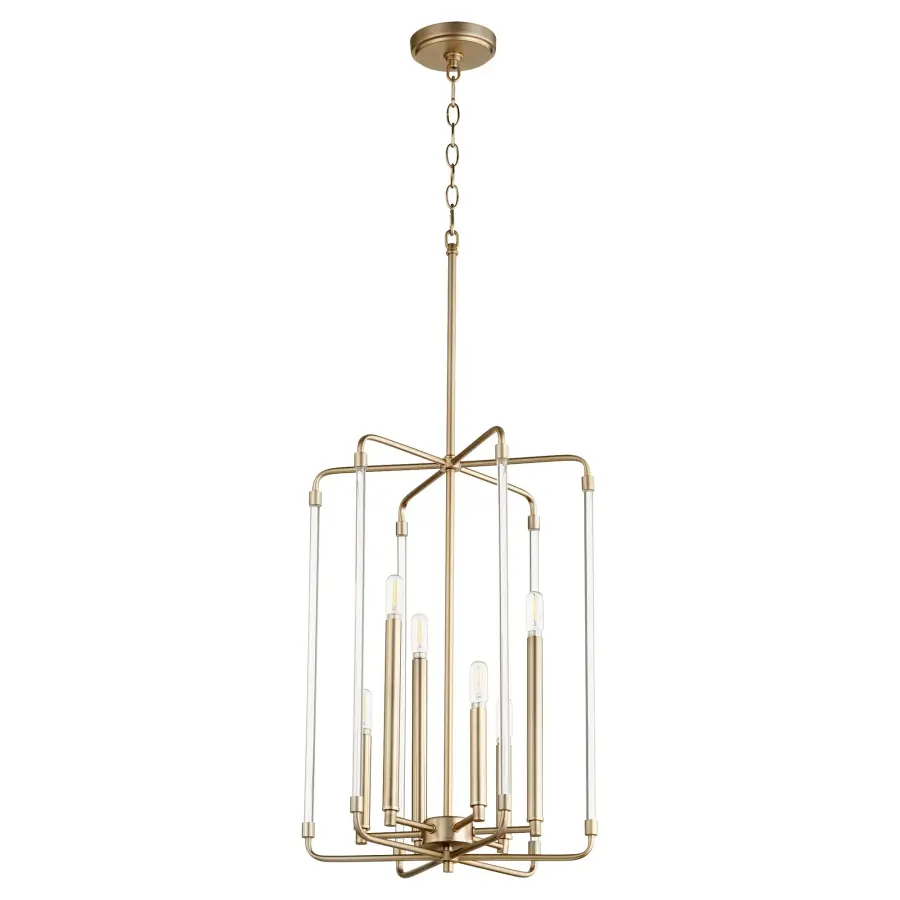 Optic 6-Light Aged Brass Pendant - Image 1