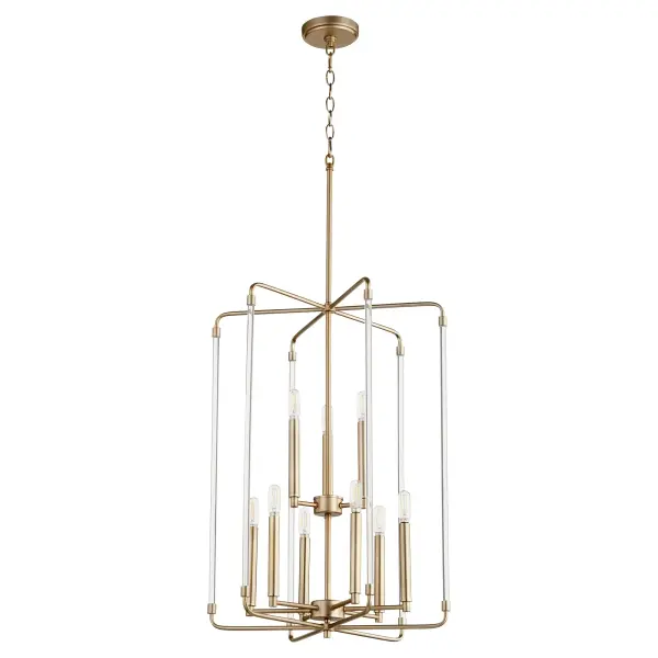 Optic 9-Light Entry Chandelier in Aged Brass - Image 1