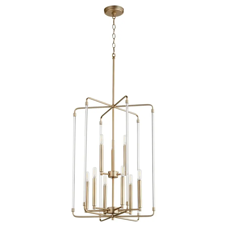 Optic 9-Light Entry Chandelier in Aged Brass - Image 1