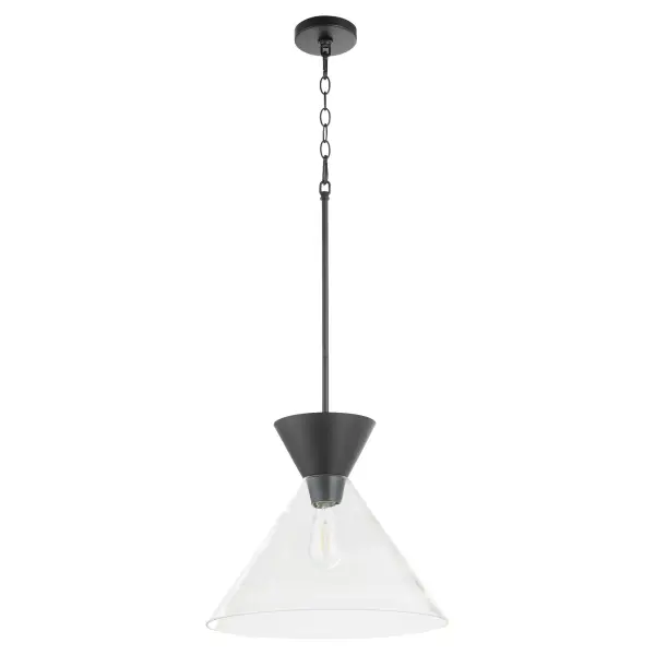 Beldar Clear Glass Pendant in Matte Black - Image 1