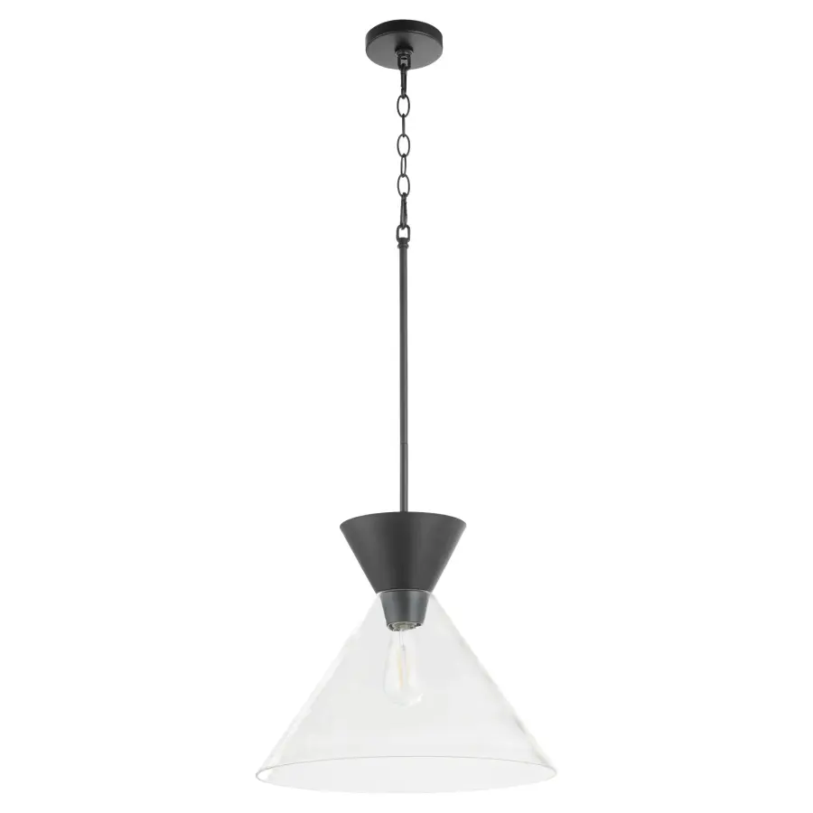 Beldar Clear Glass Pendant in Matte Black - Image 1