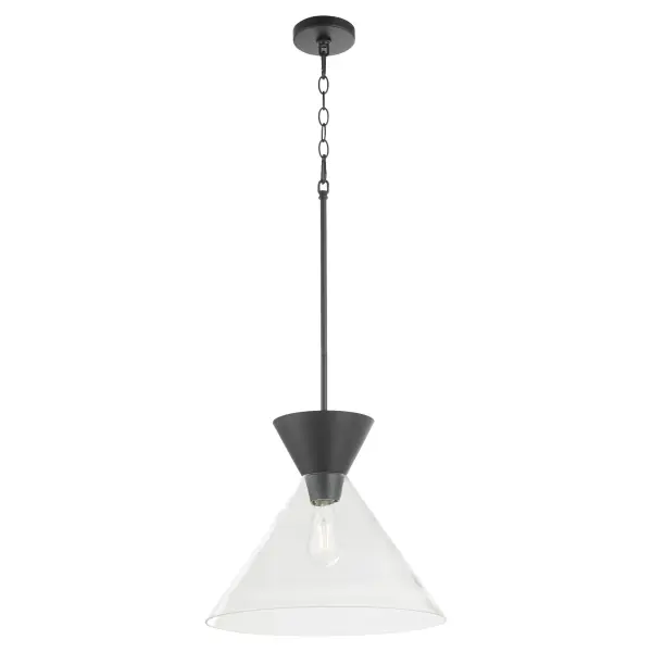Beldar Clear Glass Pendant in Matte Black - Image 2