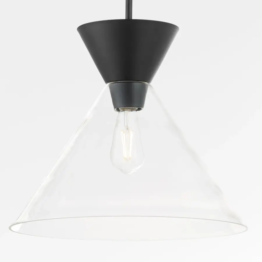 Beldar Clear Glass Pendant in Matte Black - Image 3