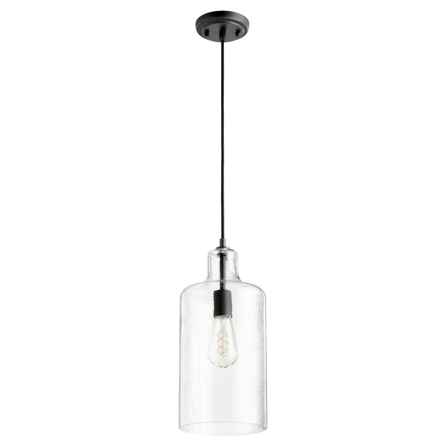 Clear Hammered Glass Pendant Light - Image 1