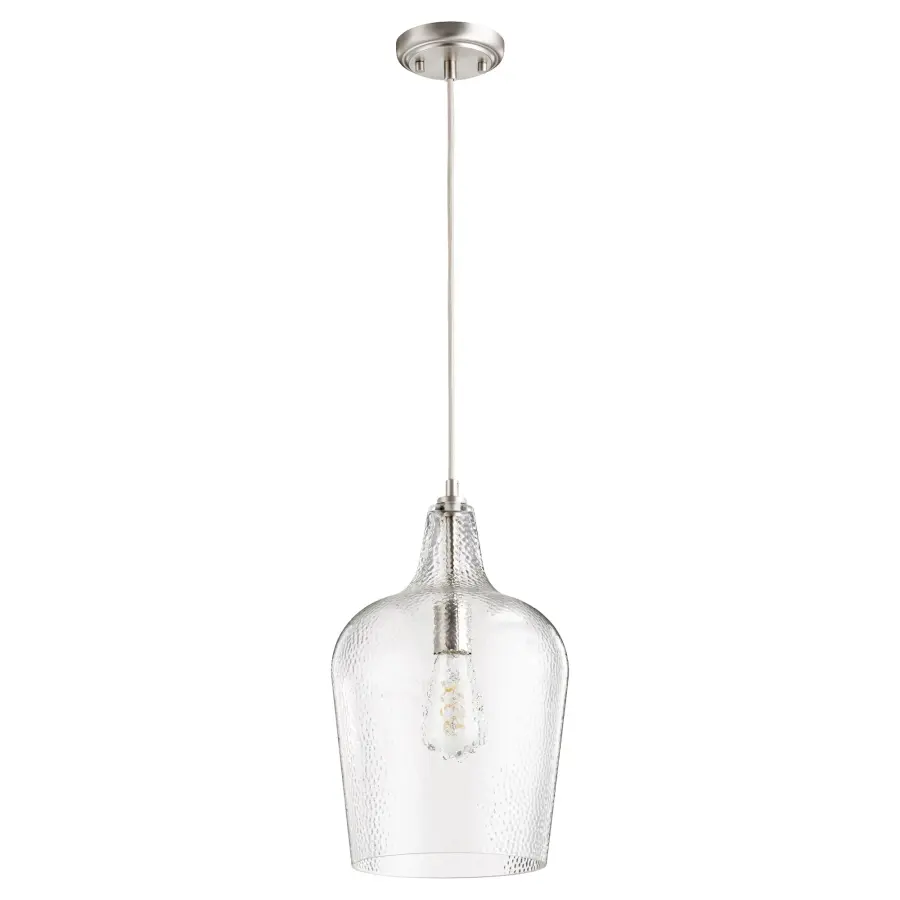 Clear Hammered Glass Pendant Light