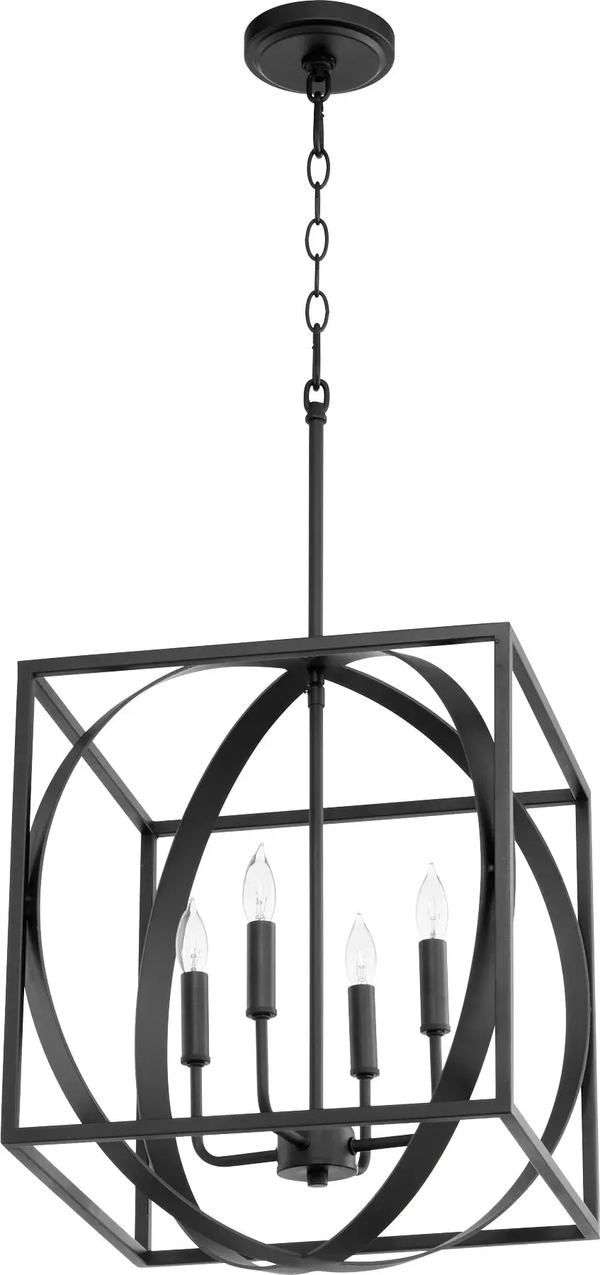 Black Transitional Cage Pendant - 6 Light