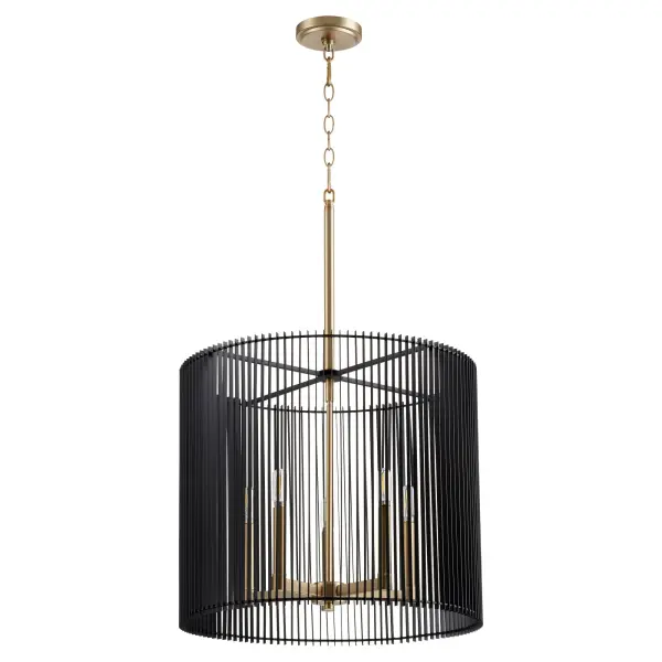 Finura 5-Light Drum Pendant in Aged Brass