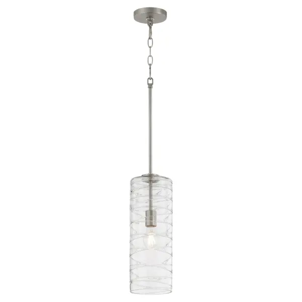 Textured Glass 6" Cylinder Pendant in Satin Nickel - Image 2