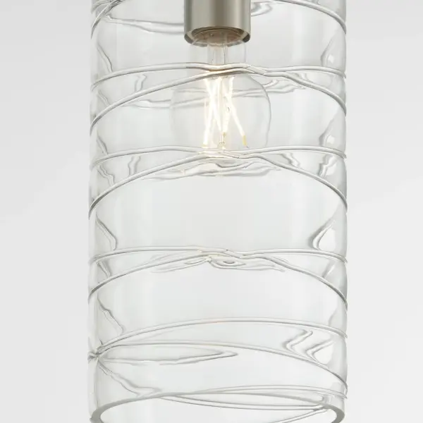 Textured Glass 6" Cylinder Pendant in Satin Nickel - Image 3