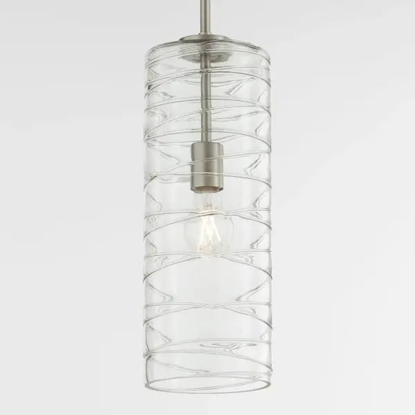 Textured Glass 6" Cylinder Pendant in Satin Nickel - Image 4