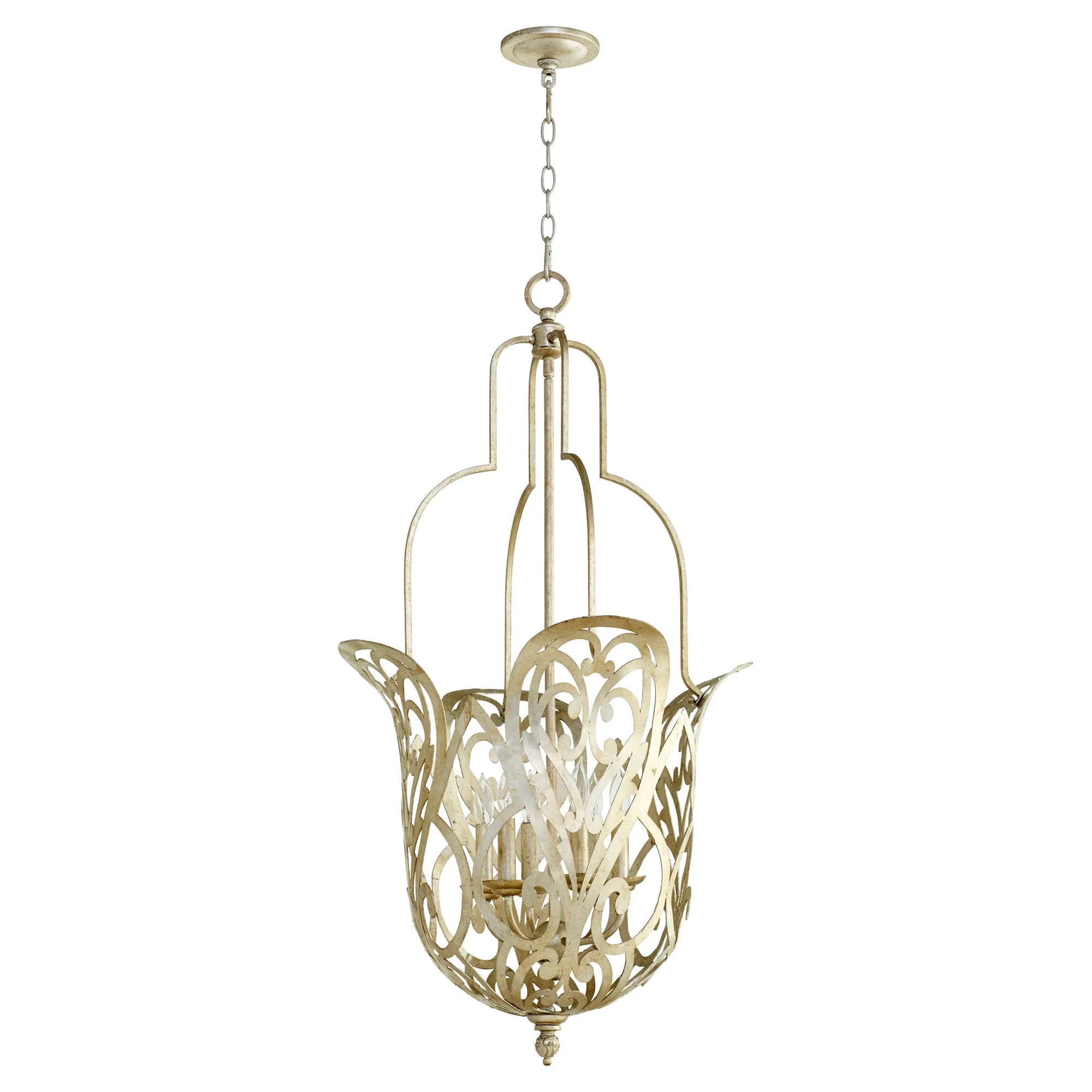 LeMONDE 6 Light Pendant - Aged Silver Leaf