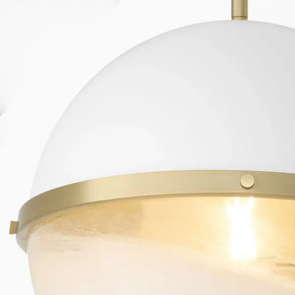 12" Milk Glass Sphere Pendant - Aged Brass - Image 4