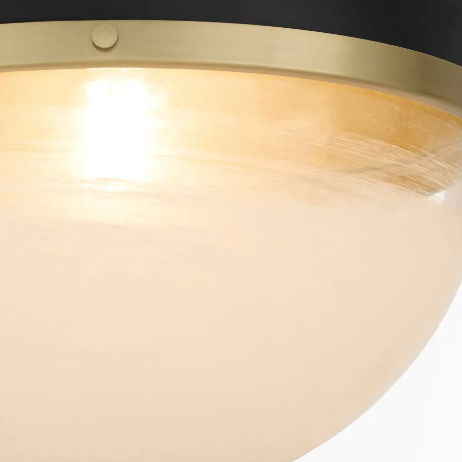 12" Milk Glass Sphere Pendant - Aged Brass - Image 3
