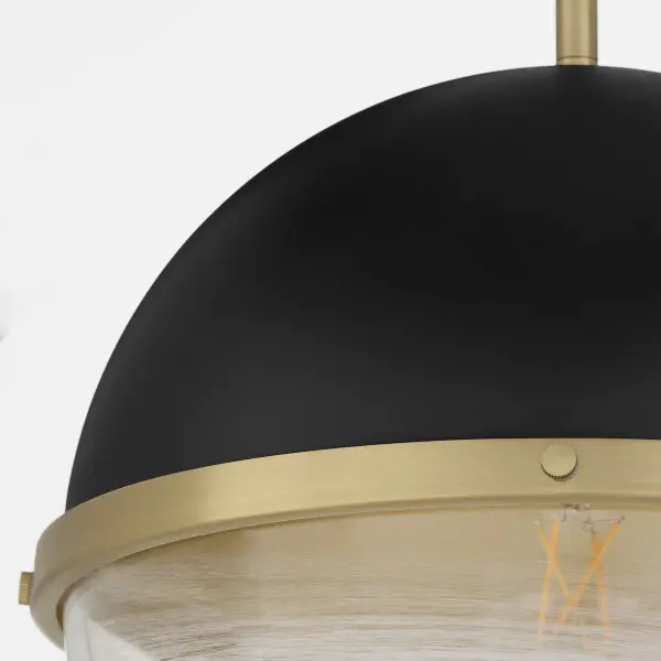 12" Milk Glass Sphere Pendant - Aged Brass - Image 4