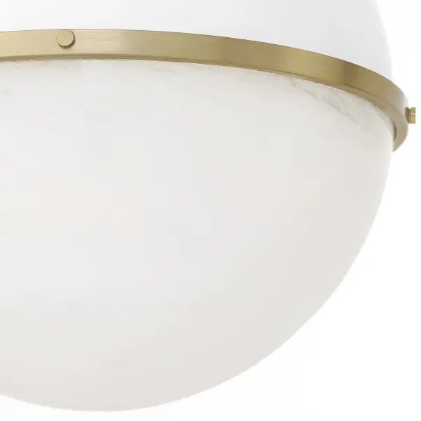 14" Milk Glass Sphere Pendant - Aged Brass - Image 3