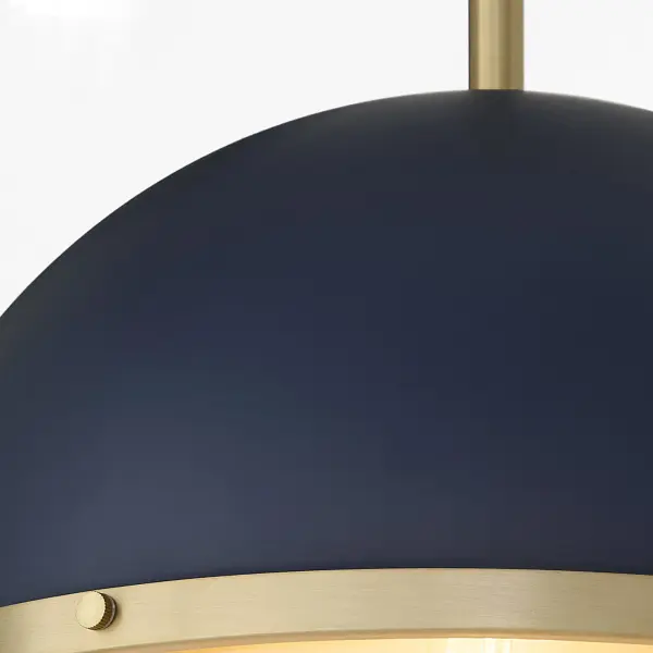 14" Milk Glass Sphere Pendant - Aged Brass - Image 3