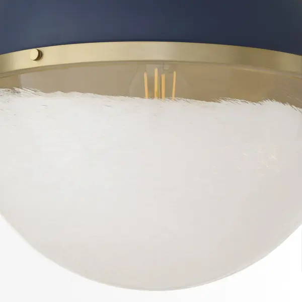 14" Milk Glass Sphere Pendant - Aged Brass - Image 4