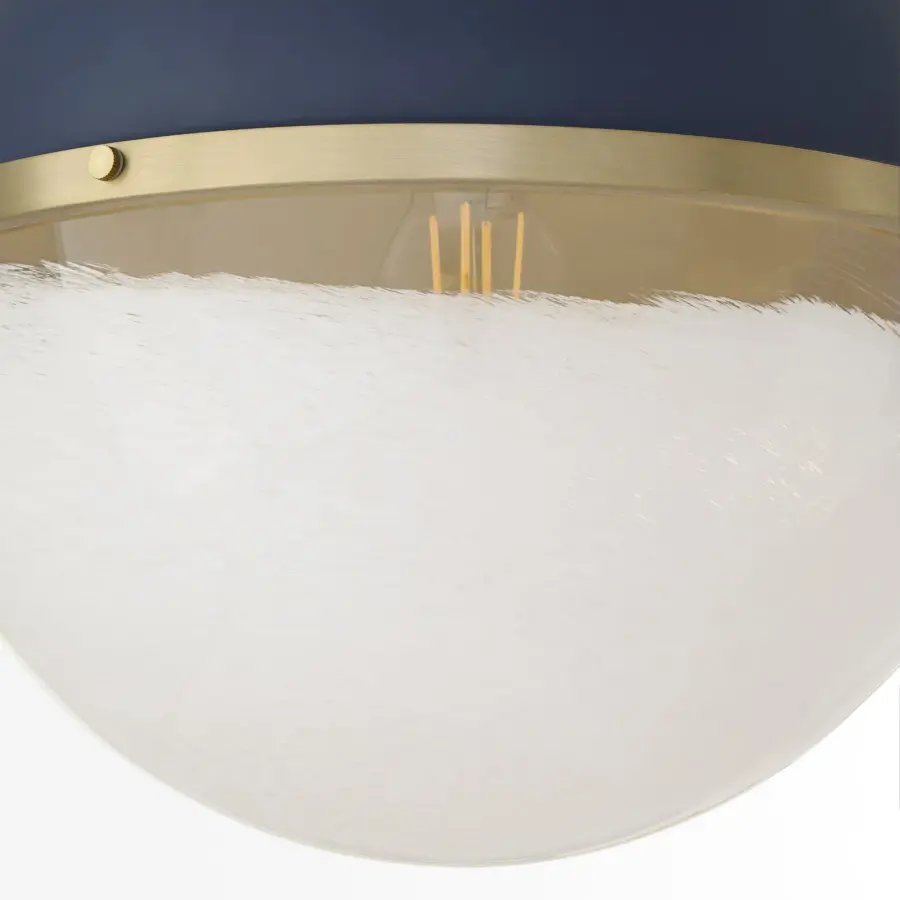 14" Milk Glass Sphere Pendant - Aged Brass - Image 4