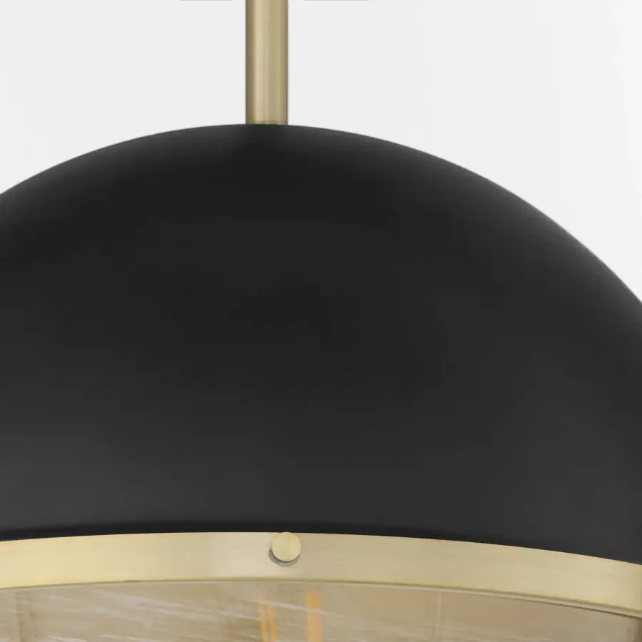 14" Milk Glass Sphere Pendant - Aged Brass - Image 4