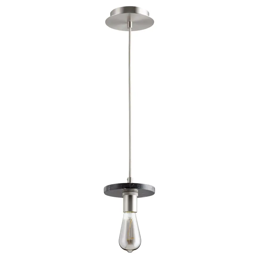 Black Marble Pendant Light with Satin Nickel - Image 1
