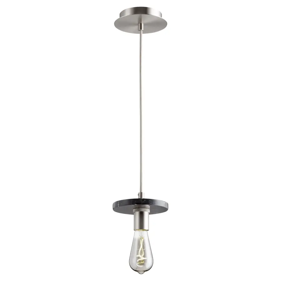 Black Marble Pendant Light with Satin Nickel - Image 2