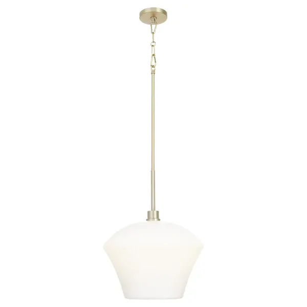 The Cassini pendant combines clean angular lines with warm aged brass and elegant glass shades. Its 15-inch size makes it perfect for kitchen islands, dining areas, or entryways where modern sophistication meets versatile design. - alternate view