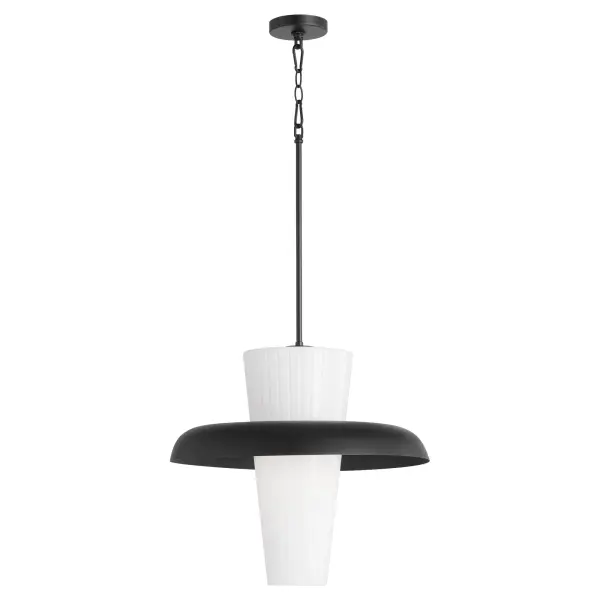 The Mallory pendant combines classic fluted glass craftsmanship with modern matte black styling. Its ribbed glass cone creates beautiful light diffusion while the inverted design adds architectural interest to any space.