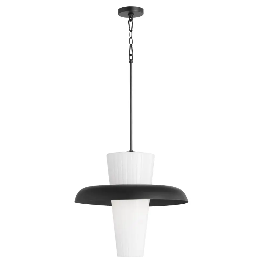 Mallory 20" Fluted Glass Pendant - Matte Black - Image 1