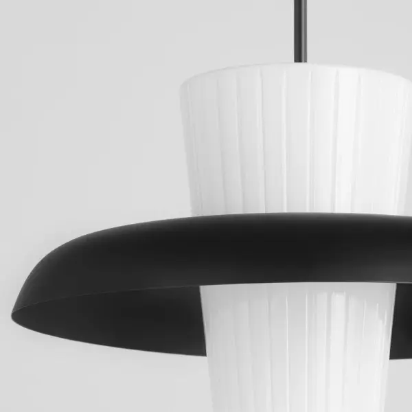 Mallory 20" Fluted Glass Pendant - Matte Black - Image 3