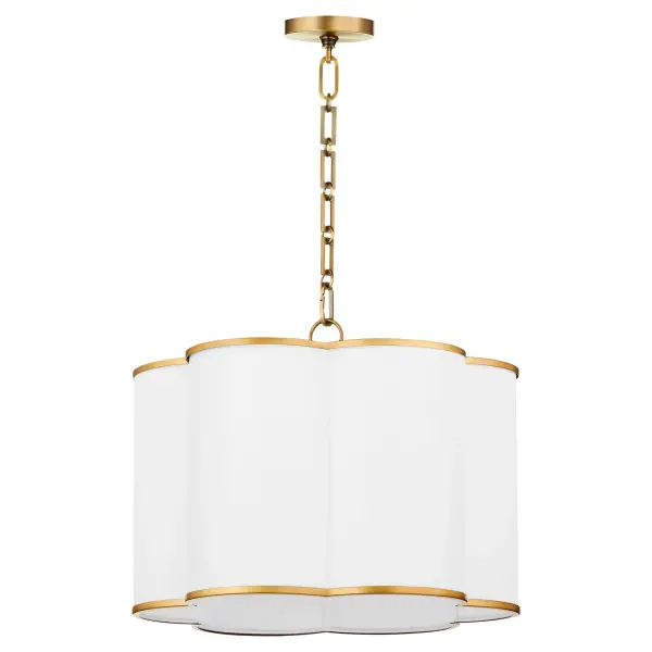 The Belinder pendant brings Tamara Day's signature relaxed luxury aesthetic to life with delicate ribbed linen shades, floral-inspired design, and thoughtful details like the trademark clover finial. Perfect for adding warmth and sophistication.
