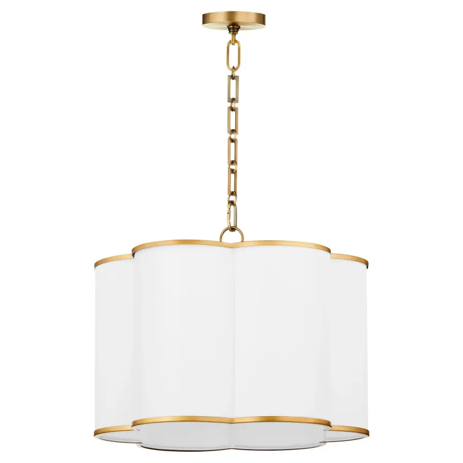 Belinder 4-Light Fabric Pendant in Brushed Brass - Image 1
