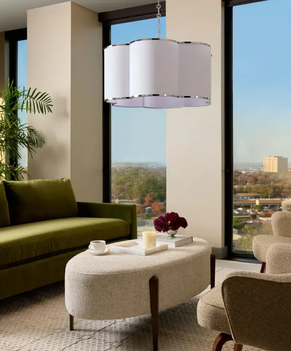 Belinder 6-Light Fabric Pendant in Chrome - Image 5