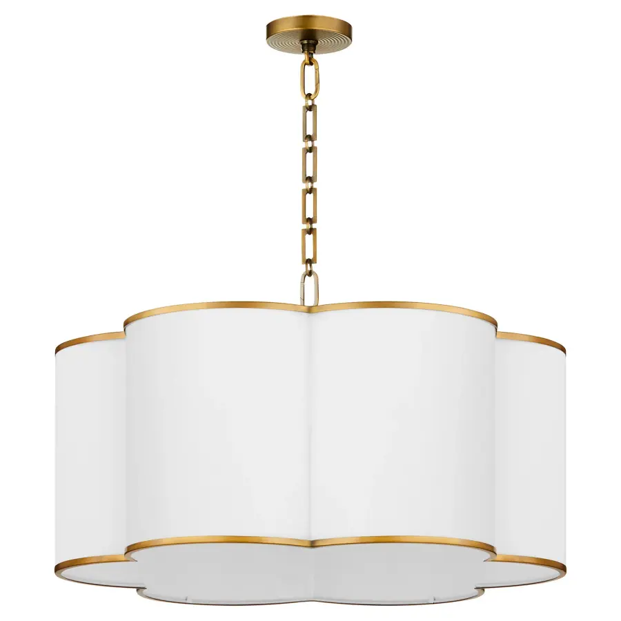 Belinder 6-Light Fabric Pendant in Brushed Brass - Image 1