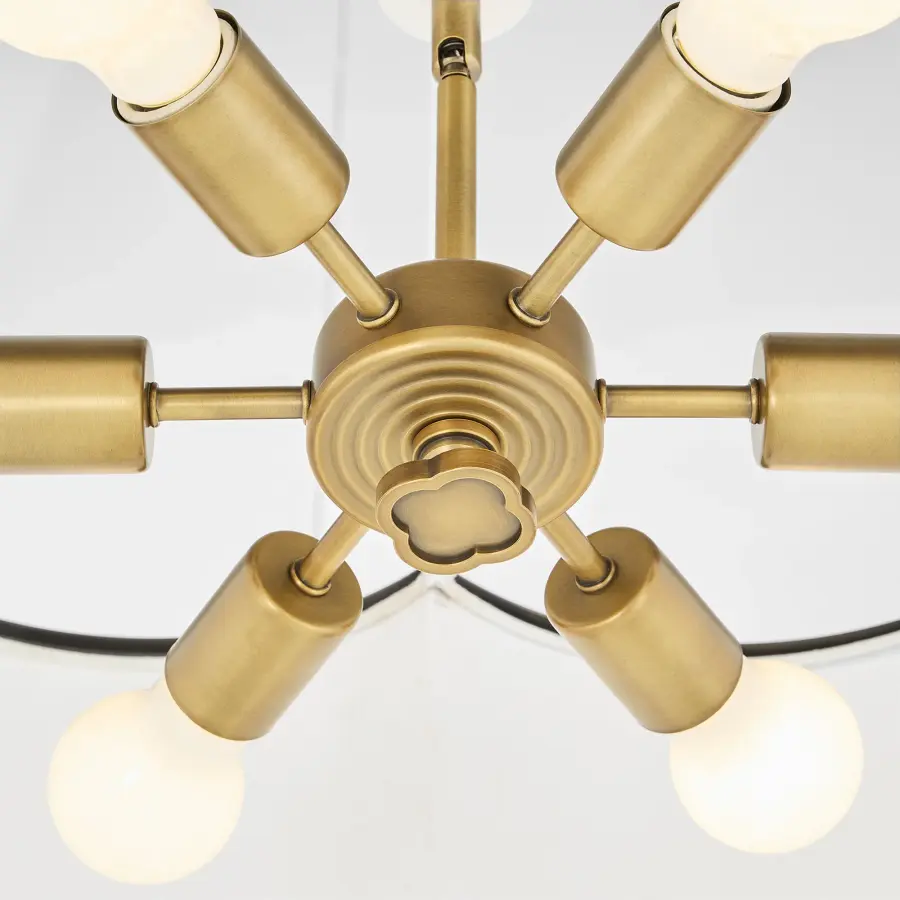Belinder 6-Light Fabric Pendant in Brushed Brass - Image 6