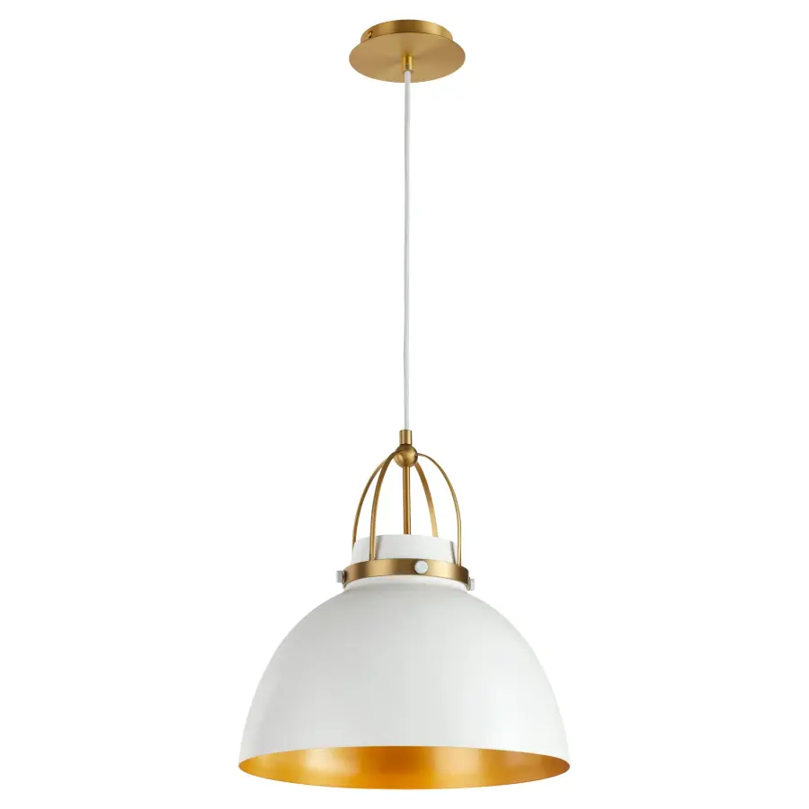 Pruitt 15" Pendant Light in Studio White & Aged Brass - Image 2