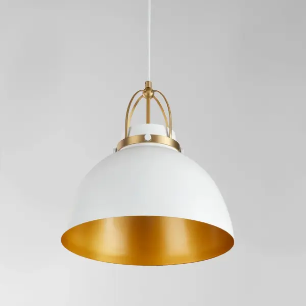 Pruitt 15" Pendant Light in Studio White & Aged Brass - Image 3
