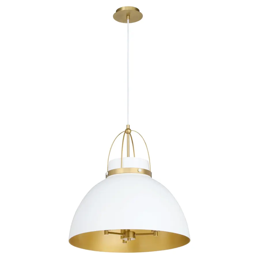 Pruitt 21" 3-Light Pendant in Studio White & Aged Brass - Image 1