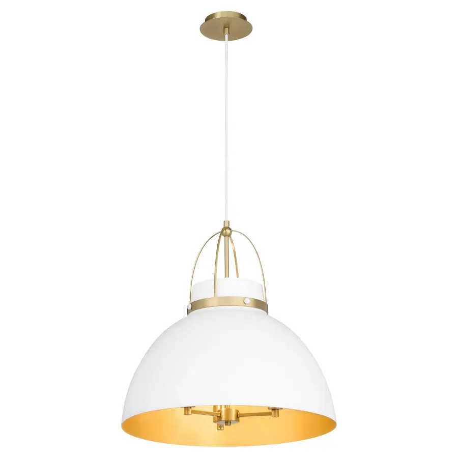 Pruitt 21" 3-Light Pendant in Studio White & Aged Brass - Image 2