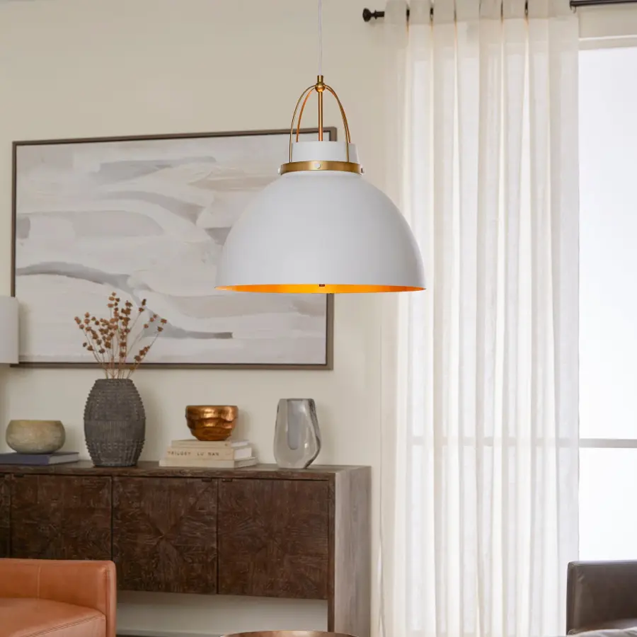 Pruitt 21" 3-Light Pendant in Studio White & Aged Brass - Image 5