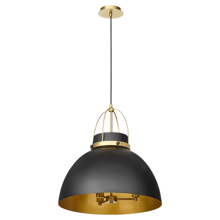 Pruitt 21" 3-Light Pendant in Matte Black & Aged Brass - Image 1