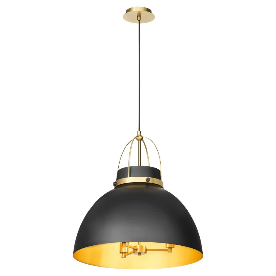 Pruitt 21" 3-Light Pendant in Matte Black & Aged Brass - Image 2