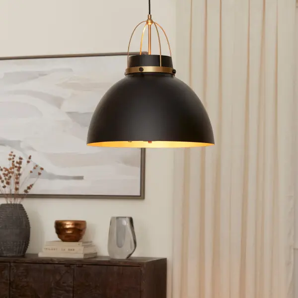 Pruitt 21" 3-Light Pendant in Matte Black & Aged Brass - Image 5