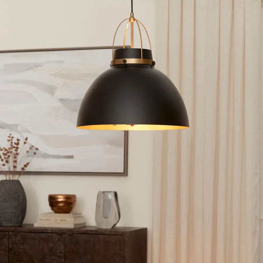 Pruitt 21" 3-Light Pendant in Matte Black & Aged Brass - Image 5